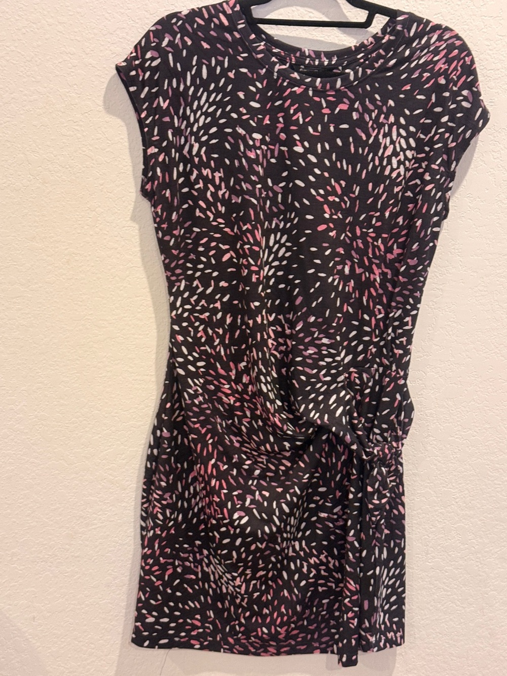 Nicole Miller Black Mini Dress with Pink and White‎ Print
